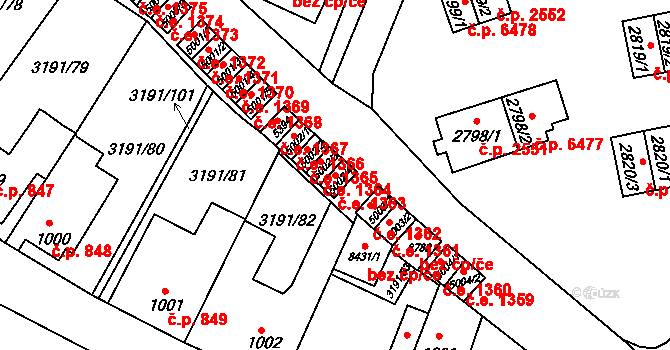Zlín 1363 na parcele st. 5002/4 v KÚ Zlín, Katastrální mapa
