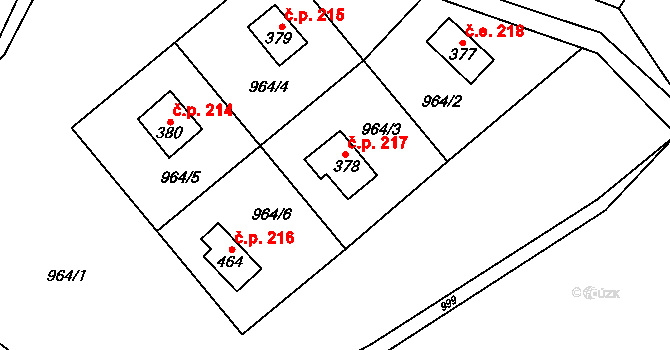 Dolní Dvůr 217, Katastrální mapa