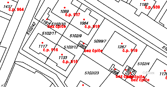 Hrušovany nad Jevišovkou 40970809 na parcele st. 1065 v KÚ Hrušovany nad Jevišovkou, Katastrální mapa