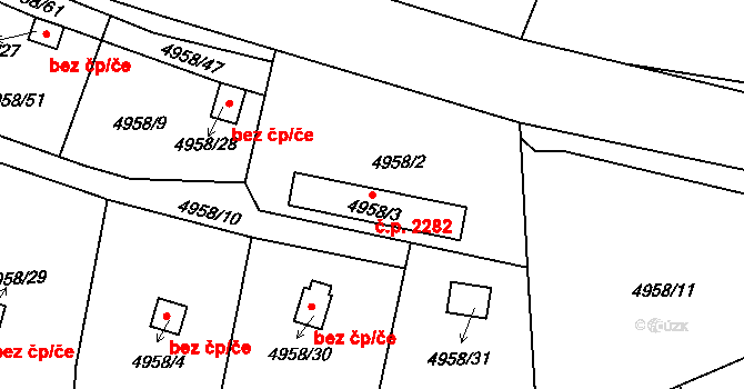 Předměstí 2282, Litoměřice na parcele st. 4958/3 v KÚ Litoměřice, Katastrální mapa