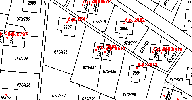 Zlín 2653 na parcele st. 2989/1 v KÚ Zlín, Katastrální mapa