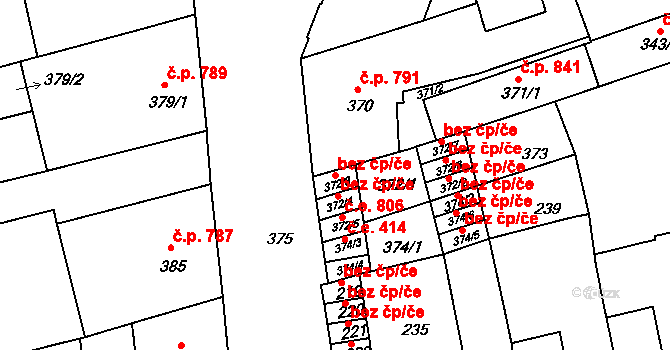 Brno 43452809 na parcele st. 372/3 v KÚ Zábrdovice, Katastrální mapa