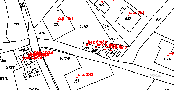 Krupka 45095809 na parcele st. 955 v KÚ Bohosudov, Katastrální mapa