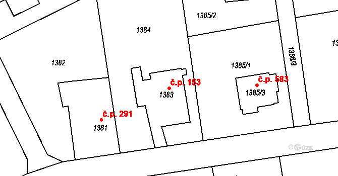 Bolatice 153 na parcele st. 1383 v KÚ Bolatice, Katastrální mapa