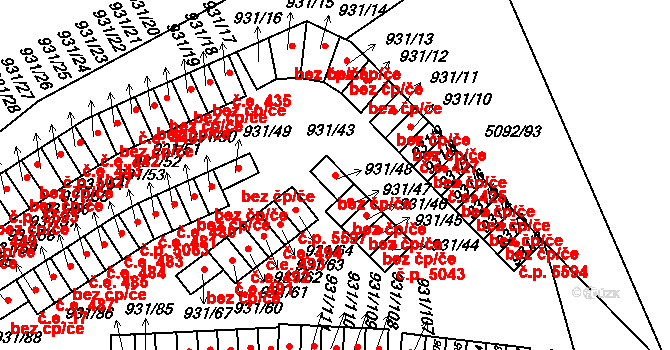 Louny 46258809 na parcele st. 931/48 v KÚ Louny, Katastrální mapa
