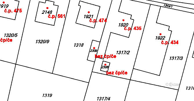 Hovězí 47543809 na parcele st. 2309 v KÚ Hovězí, Katastrální mapa