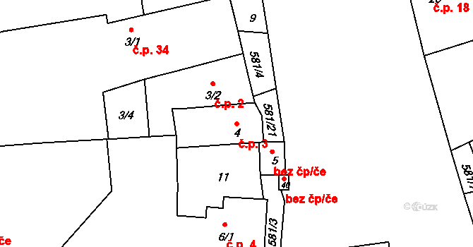 Bořice 3, Mirotice na parcele st. 4 v KÚ Bořice u Mirotic, Katastrální mapa