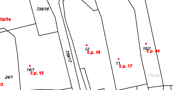 Čenkov 16, Třešť na parcele st. 12 v KÚ Čenkov u Třešti, Katastrální mapa