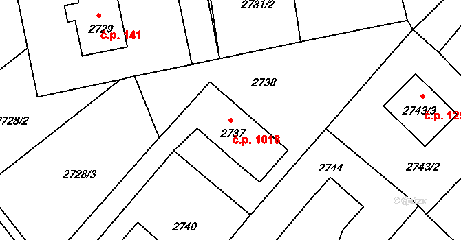 Horní Suchá 1018 na parcele st. 2737 v KÚ Horní Suchá, Katastrální mapa
