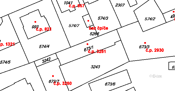 Šumperk 3261 na parcele st. 673/1 v KÚ Šumperk, Katastrální mapa