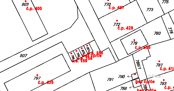Rájec 156, Rájec-Jestřebí na parcele st. 801 v KÚ Rájec nad Svitavou, Katastrální mapa