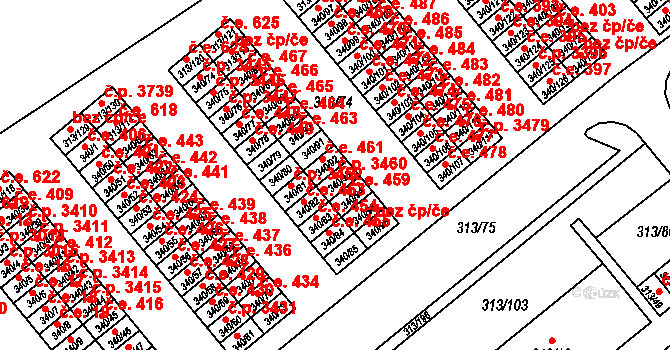 Vyškov-Předměstí 3460, Vyškov na parcele st. 340/93 v KÚ Vyškov, Katastrální mapa