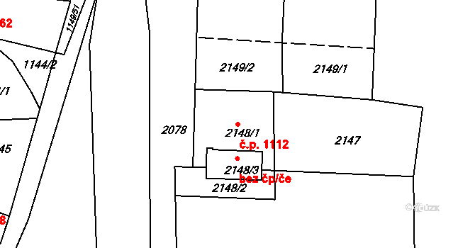 Vejprty 1112 na parcele st. 2148/1 v KÚ Vejprty, Katastrální mapa