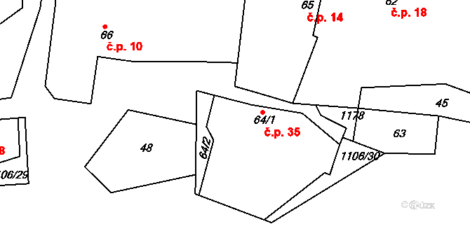 Černochov 35, Peruc na parcele st. 64/1 v KÚ Černochov, Katastrální mapa