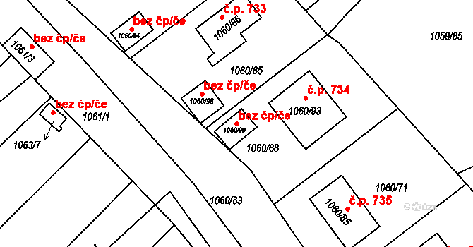 Březnice 99911809 na parcele st. 1060/99 v KÚ Březnice, Katastrální mapa