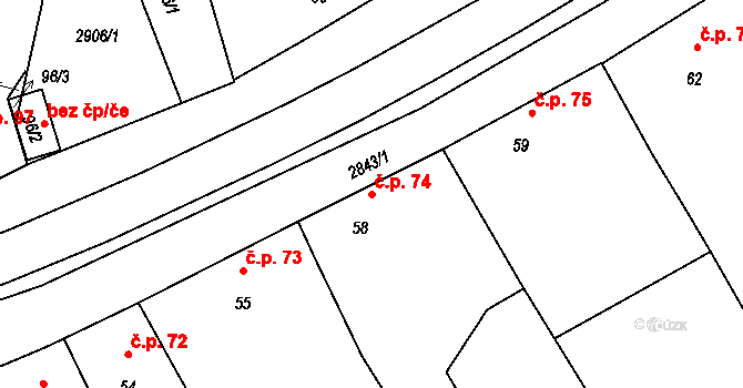 Hranice IV-Drahotuše 74, Hranice na parcele st. 58 v KÚ Drahotuše, Katastrální mapa