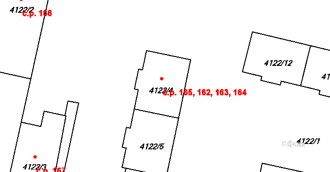 Šipší 162,163,164,165, Kutná Hora na parcele st. 4122/4 v KÚ Kutná Hora, Katastrální mapa