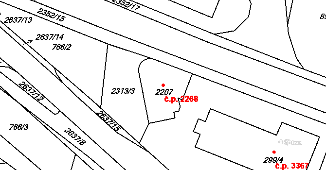 Jablonec nad Nisou 2268 na parcele st. 2207 v KÚ Jablonec nad Nisou, Katastrální mapa
