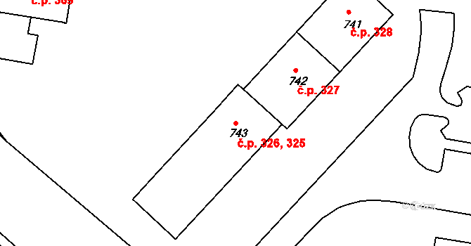 Františkovy Lázně 325,326 na parcele st. 743 v KÚ Františkovy Lázně, Katastrální mapa