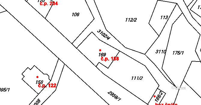 Heřmanice v Podještědí 188, Jablonné v Podještědí na parcele st. 169 v KÚ Heřmanice v Podještědí, Katastrální mapa