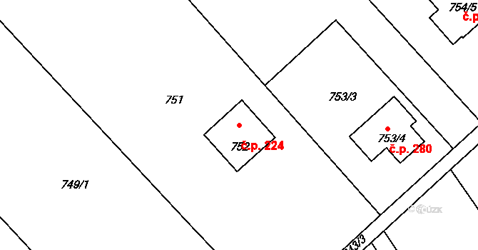 Omice 224 na parcele st. 752 v KÚ Omice, Katastrální mapa