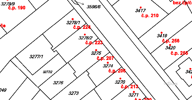 Vyškov-Město 207, Vyškov na parcele st. 3275 v KÚ Vyškov, Katastrální mapa