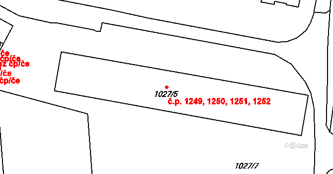 Frýdlant 1249,1250,1251,1252 na parcele st. 1027/5 v KÚ Frýdlant, Katastrální mapa