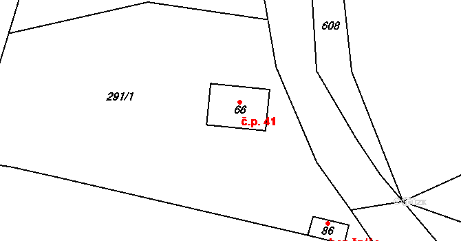 Kyjov 41, Zadní Chodov na parcele st. 66 v KÚ Kyjov u Zadního Chodova, Katastrální mapa