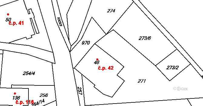 Krasíkov 42 na parcele st. 48 v KÚ Krasíkov, Katastrální mapa