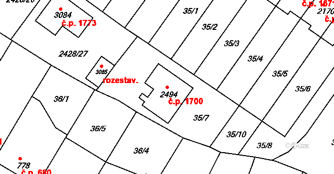 Lysá nad Labem 1700 na parcele st. 2494 v KÚ Lysá nad Labem, Katastrální mapa