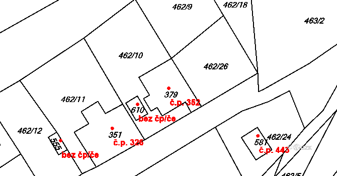 Dolní Poustevna 352 na parcele st. 379 v KÚ Dolní Poustevna, Katastrální mapa