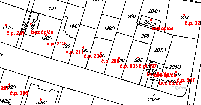 Řetenice 205, Teplice na parcele st. 197 v KÚ Teplice-Řetenice, Katastrální mapa