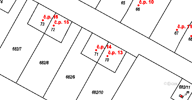 Květná 14, Krajková na parcele st. 71 v KÚ Květná u Krajkové, Katastrální mapa