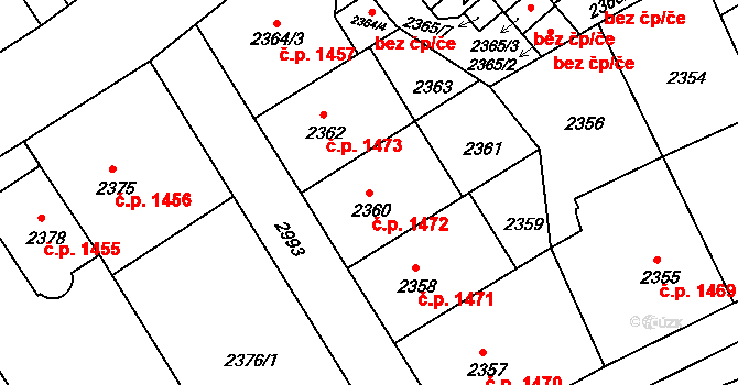 Nusle 1472, Praha na parcele st. 2360 v KÚ Nusle, Katastrální mapa