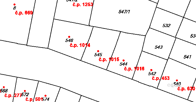 Vršovice 1015, Praha na parcele st. 545 v KÚ Vršovice, Katastrální mapa