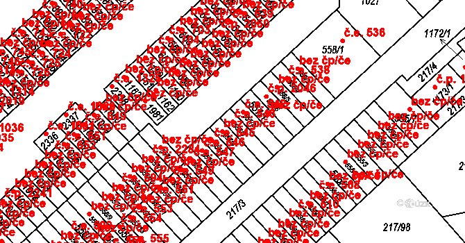 Sezimovo Ústí 543 na parcele st. 557/3 v KÚ Sezimovo Ústí, Katastrální mapa