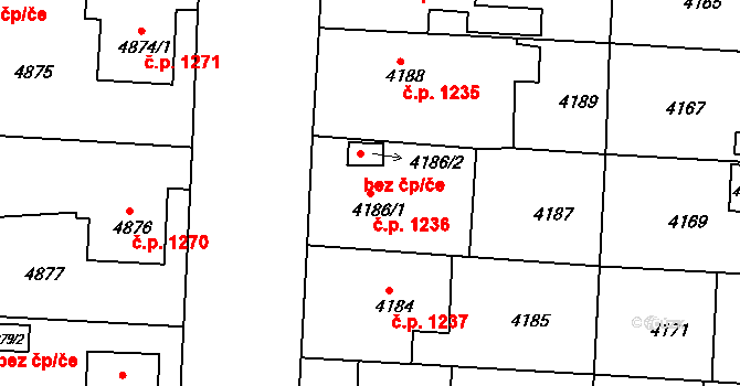 Česká Lípa 1236 na parcele st. 4186/1 v KÚ Česká Lípa, Katastrální mapa