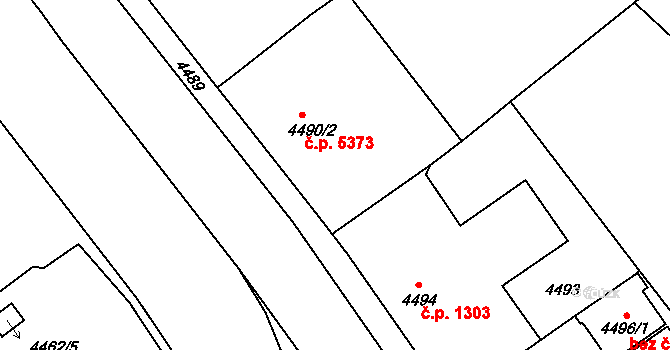 Chomutov 5373 na parcele st. 4490/2 v KÚ Chomutov I, Katastrální mapa