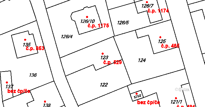 Liberec XIV-Ruprechtice 529, Liberec na parcele st. 123 v KÚ Ruprechtice, Katastrální mapa