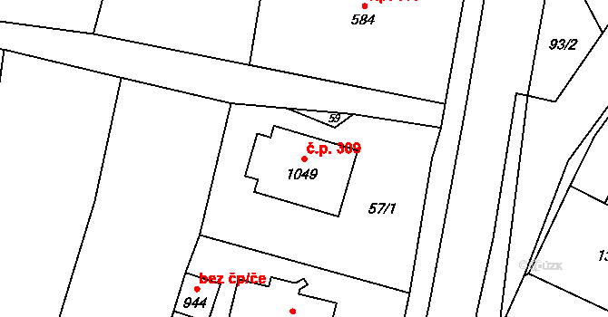 Rokytnice 309, Vsetín na parcele st. 1049 v KÚ Rokytnice u Vsetína, Katastrální mapa