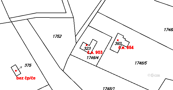 Štětí 903 na parcele st. 323 v KÚ Štětí II, Katastrální mapa