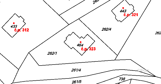 Ruda nad Moravou 323 na parcele st. 464 v KÚ Ruda nad Moravou, Katastrální mapa