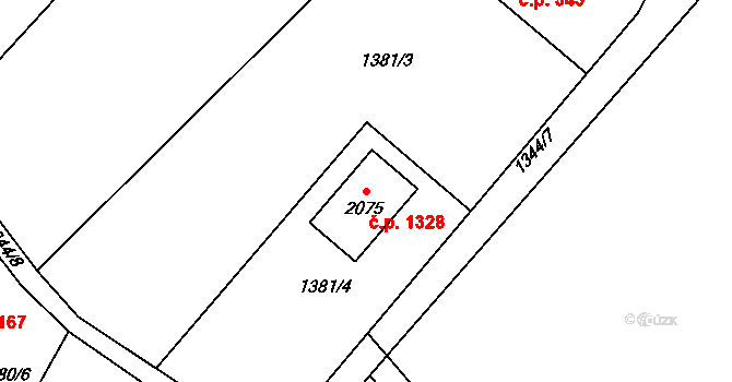 Starý Plzenec 1328 na parcele st. 2075 v KÚ Starý Plzenec, Katastrální mapa