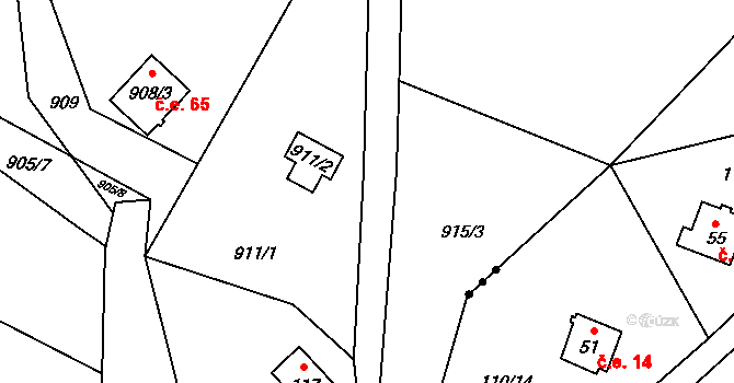 Netín 97 na parcele st. 911/2 v KÚ Netín, Katastrální mapa