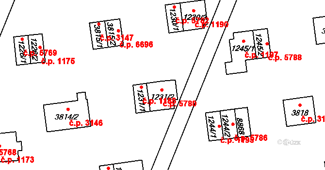 Zlín 5780 na parcele st. 1231/2 v KÚ Zlín, Katastrální mapa