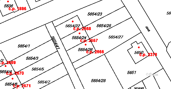 Varnsdorf 2666 na parcele st. 5654/26 v KÚ Varnsdorf, Katastrální mapa