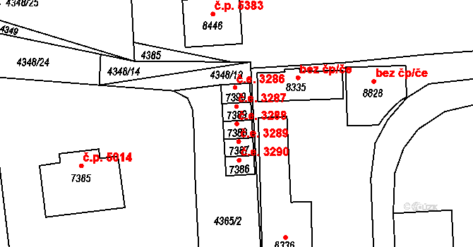 Zlín 3288 na parcele st. 7388 v KÚ Zlín, Katastrální mapa