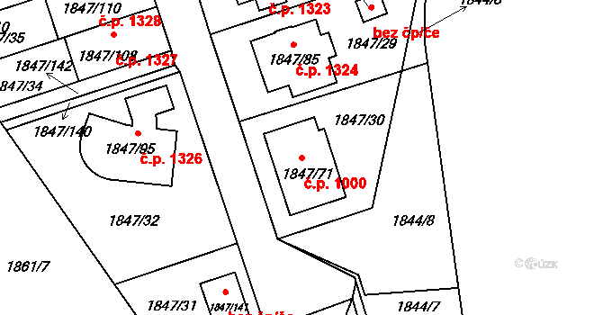 Bystřice nad Pernštejnem 1000 na parcele st. 1847/71 v KÚ Bystřice nad Pernštejnem, Katastrální mapa