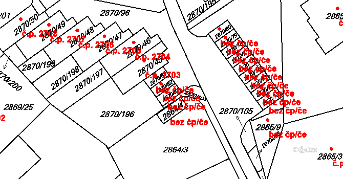 Teplice 39138810 na parcele st. 2870/81 v KÚ Teplice, Katastrální mapa