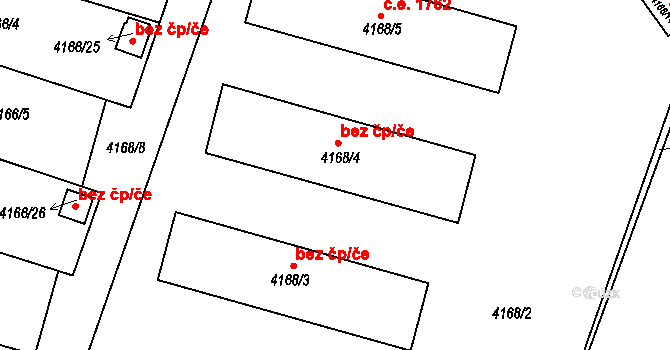 Teplice 39144810 na parcele st. 4168/4 v KÚ Teplice, Katastrální mapa